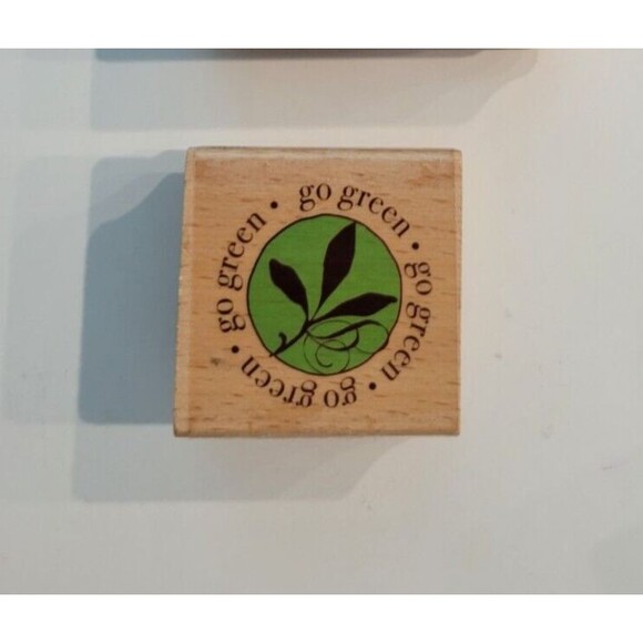 Go Green Recycle Rubber Stamp by Hampton Art Earth Day - Picture 1 of 2